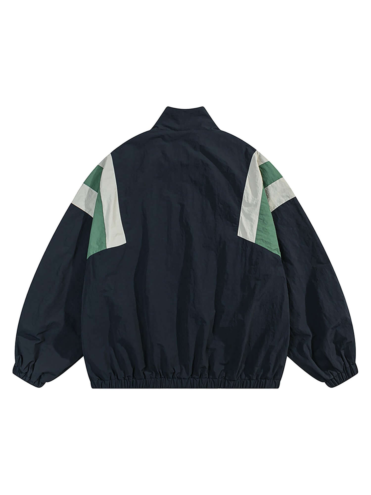 Step out in bold confidence with the Patchwork Contrasting Windbreaker Jacket — a lightweight statement piece inspired by retro athletic wear. Made from durable polyester, this jacket features a dynamic color-block pattern with contrast panels, a branded