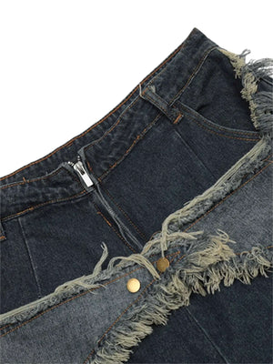 Turn heads this season with the American Pentagram Tassel Patch Denim Shorts. Crafted from durable denim, these high-waisted shorts feature bold geometric patchwork and a unique pentagram-inspired design. The frayed hem adds an extra dose of edge, while t