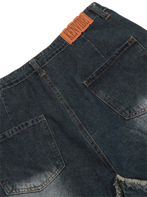 Turn heads this season with the American Pentagram Tassel Patch Denim Shorts. Crafted from durable denim, these high-waisted shorts feature bold geometric patchwork and a unique pentagram-inspired design. The frayed hem adds an extra dose of edge, while t