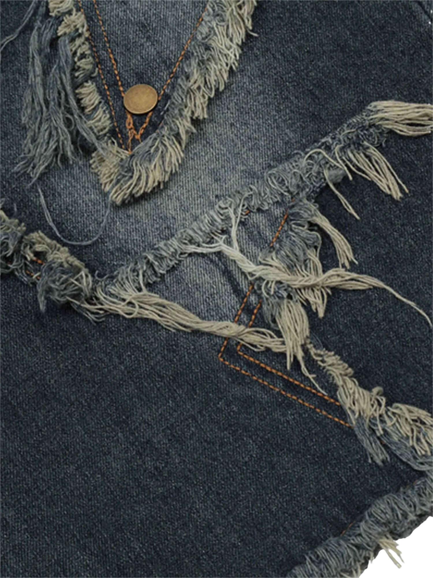 Turn heads this season with the American Pentagram Tassel Patch Denim Shorts. Crafted from durable denim, these high-waisted shorts feature bold geometric patchwork and a unique pentagram-inspired design. The frayed hem adds an extra dose of edge, while t