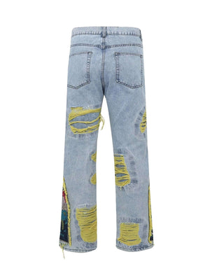 Elevate your everyday style with the Plum Embroidery Jeans — a bold blend of comfort and creativity. These high-waisted, wide-leg jeans feature vibrant abstract floral and geometric embroidery that adds personality to any outfit. Crafted from durable deni
