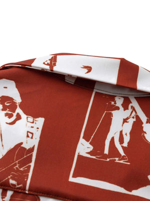 Silhouette print camp collar shirt – collar back close-up | XoKool
