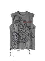 Raggedy Design Spider Web Graphic Vest Streetwear