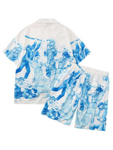 Stay relaxed and stylish with the Rebels Printed Rap Beach Shirts Short Sets. Crafted from a soft and breathable cotton blend, this matching set includes a short sleeve button-up shirt and comfortable shorts, both featuring a trendy tie-dye pattern. Desig