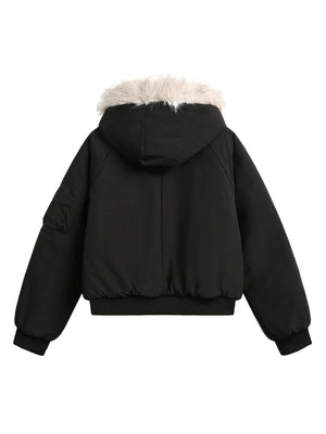 Wrap yourself in warmth and retro flair with the Retro Fur Hooded Fleece Bomber Jacket — a cold-weather staple designed for cozy comfort and timeless edge. Made from durable nylon with an ultra-soft faux fur lining, this bomber features a zip-up front, ri