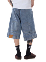 Retro Reverse Design Washed Denim Jorts Streetwear