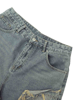 Add vintage attitude to your look with the Retro Stitching Diamonds Embroidery Shorts — a bold streetwear staple made for warm-weather edge. Crafted from sturdy denim, these shorts feature distressed details, a raw hem finish, side pockets, and intricate