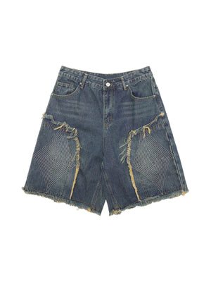 Add vintage attitude to your look with the Retro Stitching Diamonds Embroidery Shorts — a bold streetwear staple made for warm-weather edge. Crafted from sturdy denim, these shorts feature distressed details, a raw hem finish, side pockets, and intricate