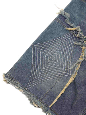 Add vintage attitude to your look with the Retro Stitching Diamonds Embroidery Shorts — a bold streetwear staple made for warm-weather edge. Crafted from sturdy denim, these shorts feature distressed details, a raw hem finish, side pockets, and intricate