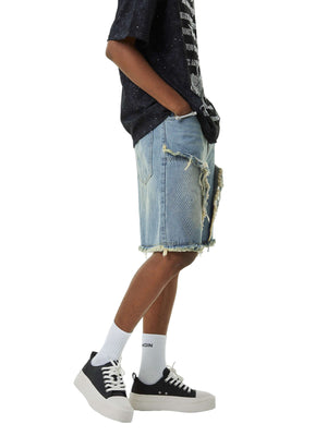 Add vintage attitude to your look with the Retro Stitching Diamonds Embroidery Shorts — a bold streetwear staple made for warm-weather edge. Crafted from sturdy denim, these shorts feature distressed details, a raw hem finish, side pockets, and intricate