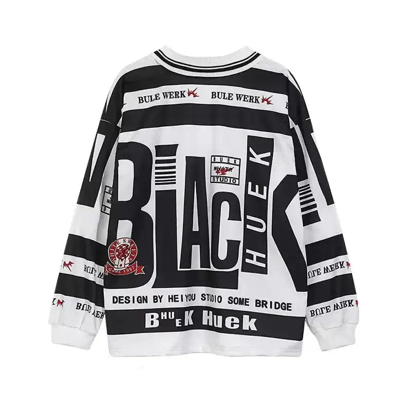 Retro Typography Polo Stylish Streetwear Long Sleeve Shirt - 5003 Xokool ®