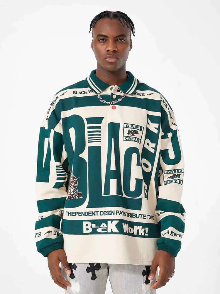 Bring vintage energy to your wardrobe with the Retro Typography Polo Stylish Streetwear Long Sleeve Shirt. Crafted from a soft and breathable cotton blend, this shirt features bold typography graphics and a patch badge that create a standout retro look. D