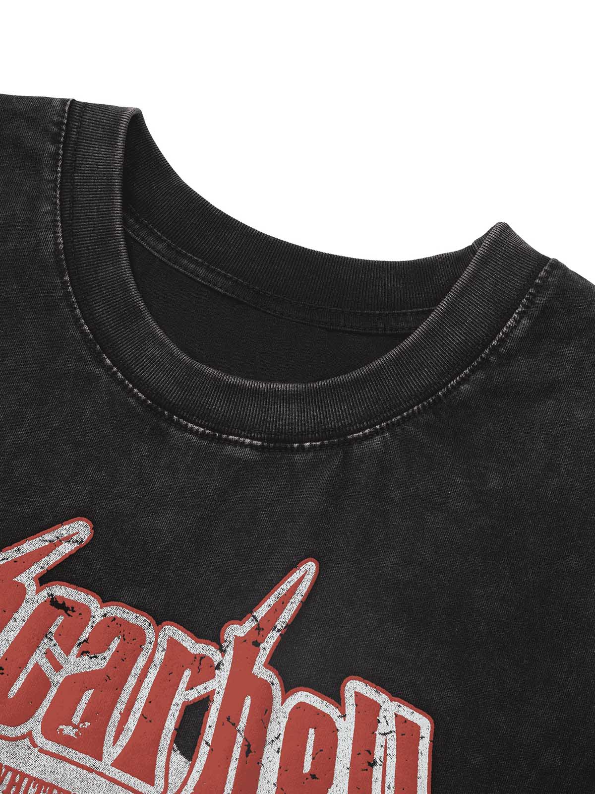 Camiseta sin mangas oversize efecto lavado – detalle del escote negro | XoKool
