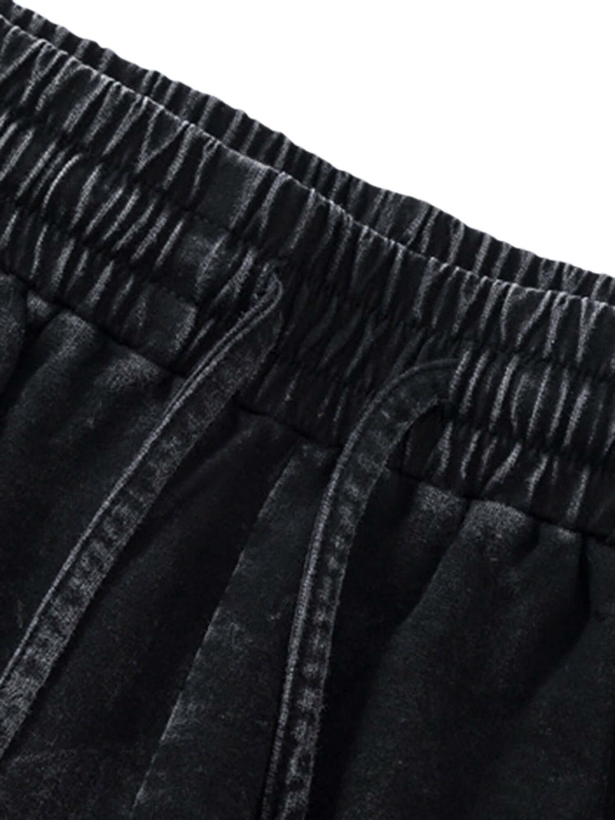 Acid Wash Jogginghose kurz – elastischer Bund mit Kordel im Detail | XoKool