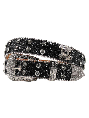 Turn heads with the Rhinestone Skull Belt — a bold accessory that fuses rock-inspired attitude with glam details. Crafted from durable genuine leather, this belt features sparkling rhinestone studs and a striking skull-shaped buckle for a rebellious edge.