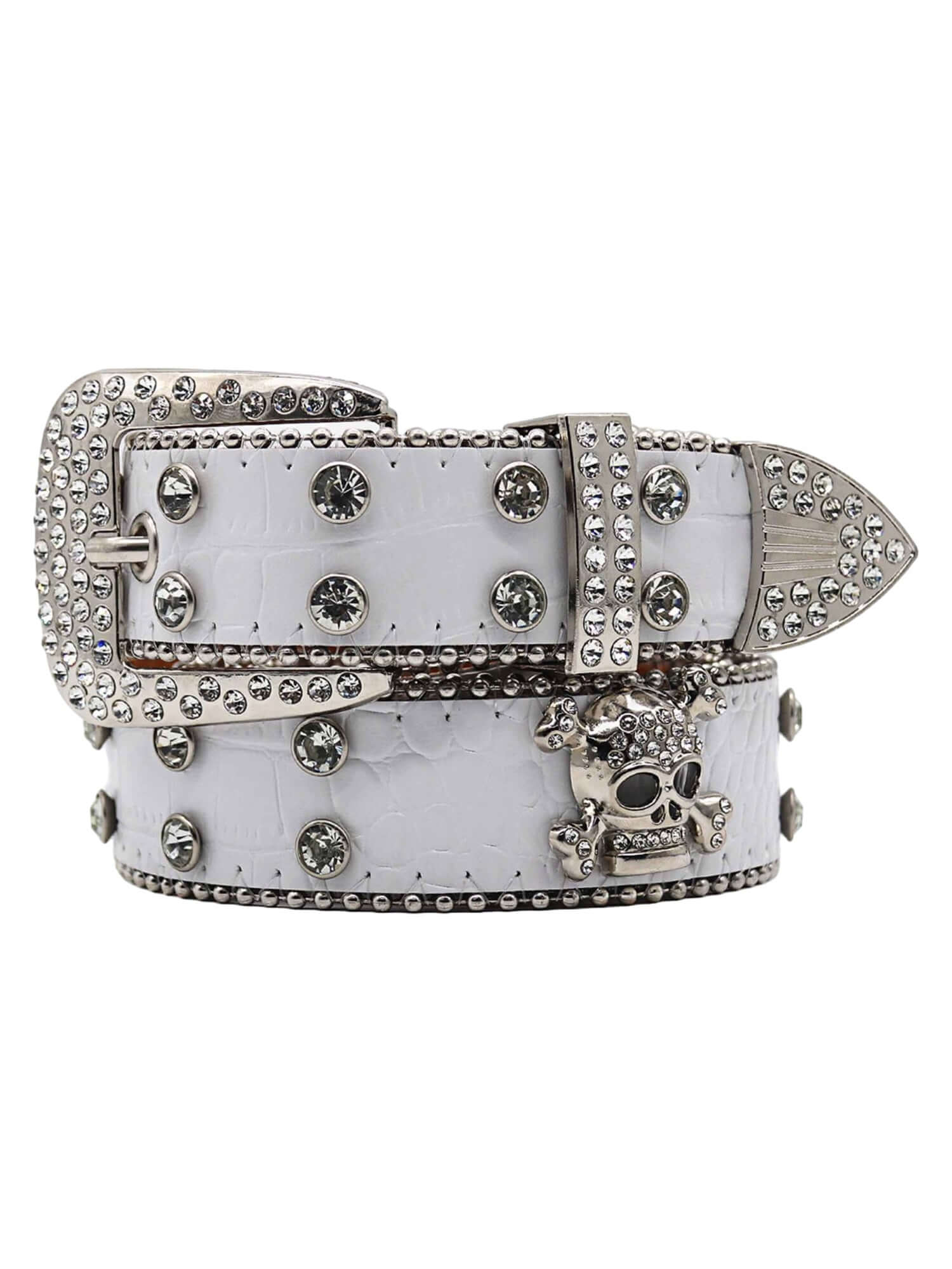 Turn heads with the Rhinestone Skull Belt — a bold accessory that fuses rock-inspired attitude with glam details. Crafted from durable genuine leather, this belt features sparkling rhinestone studs and a striking skull-shaped buckle for a rebellious edge.