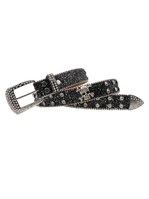 Turn heads with the Rhinestone Skull Belt — a bold accessory that fuses rock-inspired attitude with glam details. Crafted from durable genuine leather, this belt features sparkling rhinestone studs and a striking skull-shaped buckle for a rebellious edge.