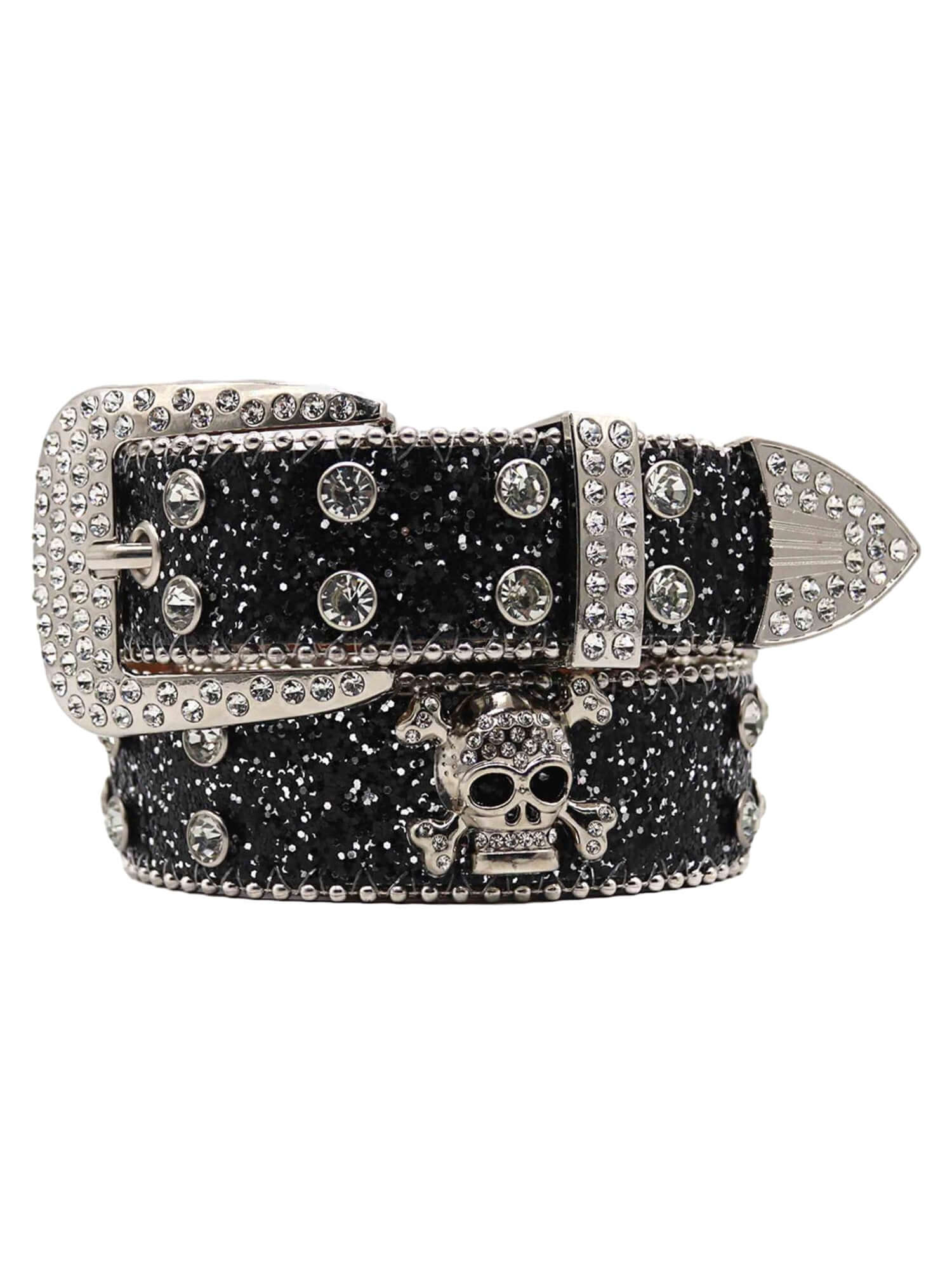Turn heads with the Rhinestone Skull Belt — a bold accessory that fuses rock-inspired attitude with glam details. Crafted from durable genuine leather, this belt features sparkling rhinestone studs and a striking skull-shaped buckle for a rebellious edge.
