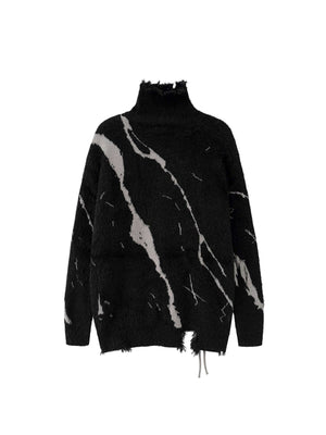 Elevate your cool-weather wardrobe with the Ripped Knit Turtleneck Sweater — a bold and modern piece with an artistic edge. Made from soft knit fabric, this sweater features a high neckline, long sleeves, and a distinctive lace-up front that adds texture