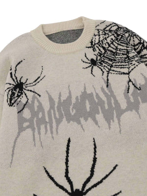 Embrace edgy street style with the Round Neck Spider Destroy Design Sweater. Crafted from a soft and breathable cotton blend, this standout sweater features bold spider web and skull graphics, a distressed hem, and a comfortable crew neck with long sleeve