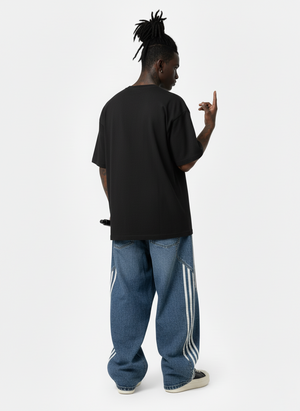 Contrast Side Stripe Denim Barrel Jeans - thumbnail 5