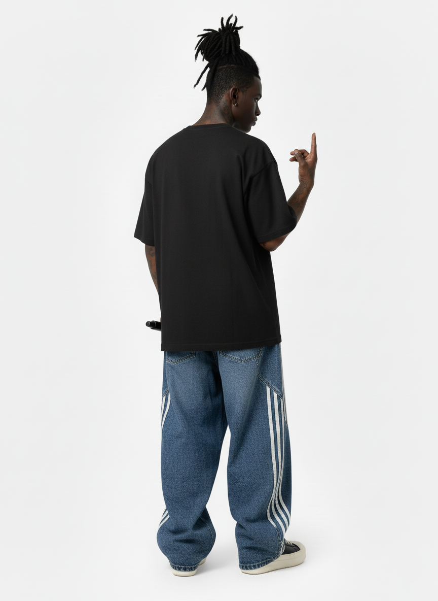Contrast Side Stripe Denim Barrel Jeans - image 5