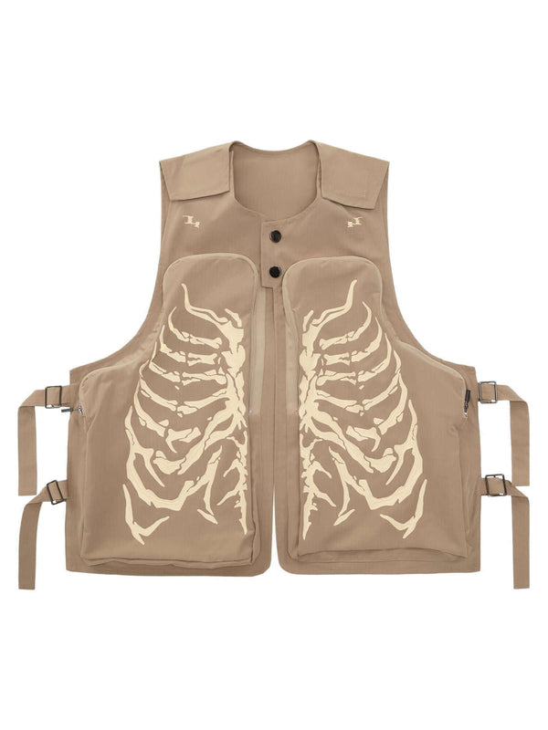 Turn heads with the Skeleton Print Padded Cargo Vest — the perfect blend of edgy design and functional streetwear. Made from lightweight fabric with a bold reflective skeleton print, this vest is designed for comfort, movement, and high-impact visual styl