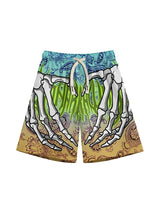 Add bold energy to your summer rotation with the Skull Hand Print Hip-hop Shorts — made for movement, style, and sunny adventures. Crafted from quick-dry fabric, these shorts feature a vivid spider web and skull hand print, elastic waistband with drawstri