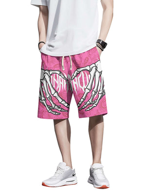Add bold energy to your summer rotation with the Skull Hand Print Hip-hop Shorts — made for movement, style, and sunny adventures. Crafted from quick-dry fabric, these shorts feature a vivid spider web and skull hand print, elastic waistband with drawstri