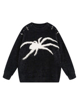 Add a bold edge to your fall and winter wardrobe with the Spider Mohair Sweater. Crafted from soft, cozy knit fabric, this standout piece features a striking spider graphic design, making it perfect for casual outings, Halloween events, or adding a daring