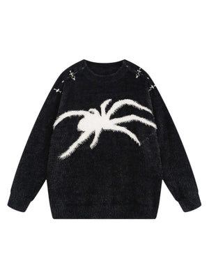 Add a bold edge to your fall and winter wardrobe with the Spider Mohair Sweater. Crafted from soft, cozy knit fabric, this standout piece features a striking spider graphic design, making it perfect for casual outings, Halloween events, or adding a daring