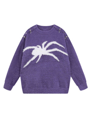 Add a bold edge to your fall and winter wardrobe with the Spider Mohair Sweater. Crafted from soft, cozy knit fabric, this standout piece features a striking spider graphic design, making it perfect for casual outings, Halloween events, or adding a daring