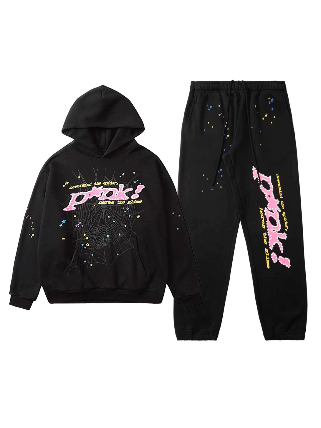 Level up your streetwear game with the Spider Printed Sweatshirt And Sweatpants Set. Crafted from a soft and breathable cotton blend, this matching hoodie and sweatpants set features a bold spider graphic print and comfortable relaxed fit. Designed with a
