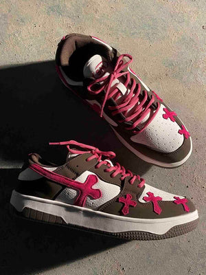 Make a bold move with the Splicing Skateboard Sneakers — where standout design meets everyday comfort. Crafted from a premium mix of leather and suede, these sneakers feature a chunky sole for added height and cushioning, perforated toe box for breathabil