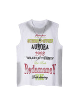 Spray Painted Letter Print Necklace Vest Streetwear