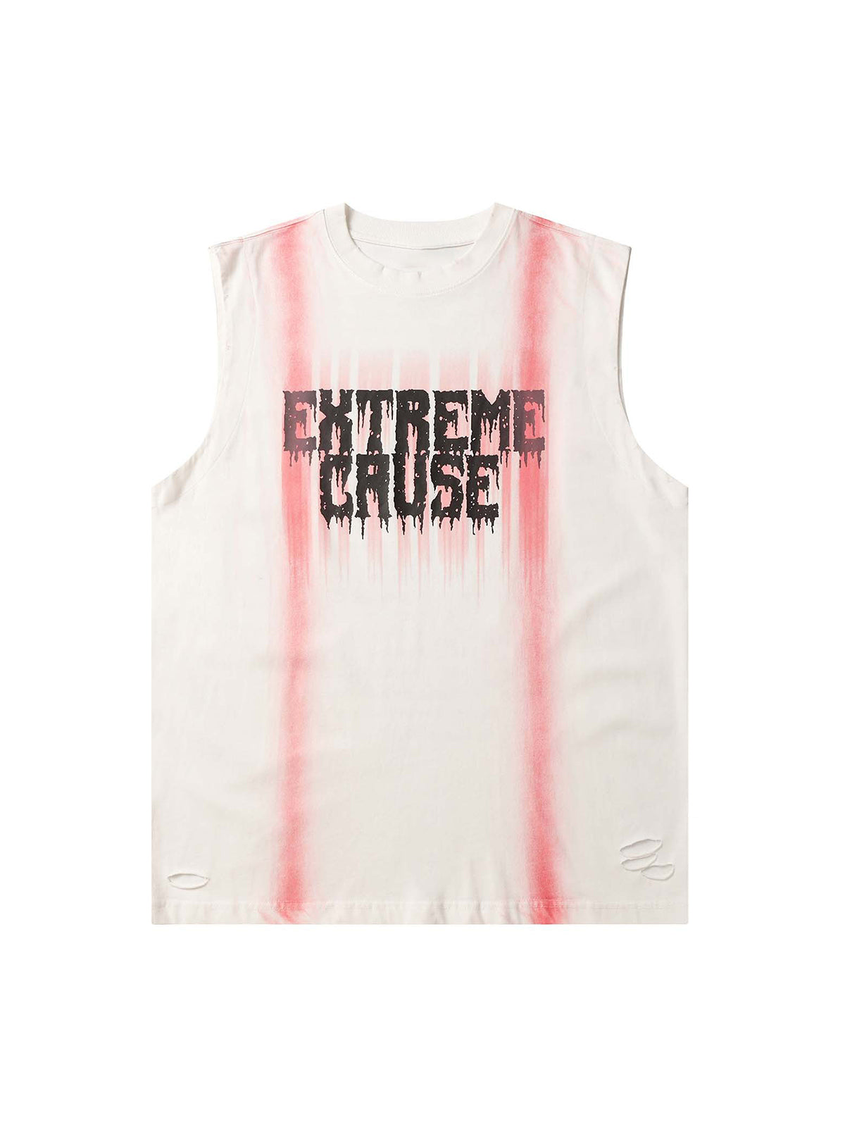 Spray Painted Lettering Ripped Print Vest Streetwear
