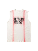 Spray Painted Lettering Ripped Print Vest Streetwear