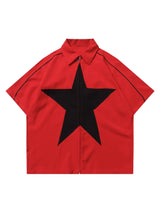 Add star power to your casual wardrobe with the Star Zipper Design Shirt — a bold and relaxed piece built for comfort and impact. Made from soft cotton, this oversized short-sleeve shirt features a clean round neck and standout black star graphic for a mo