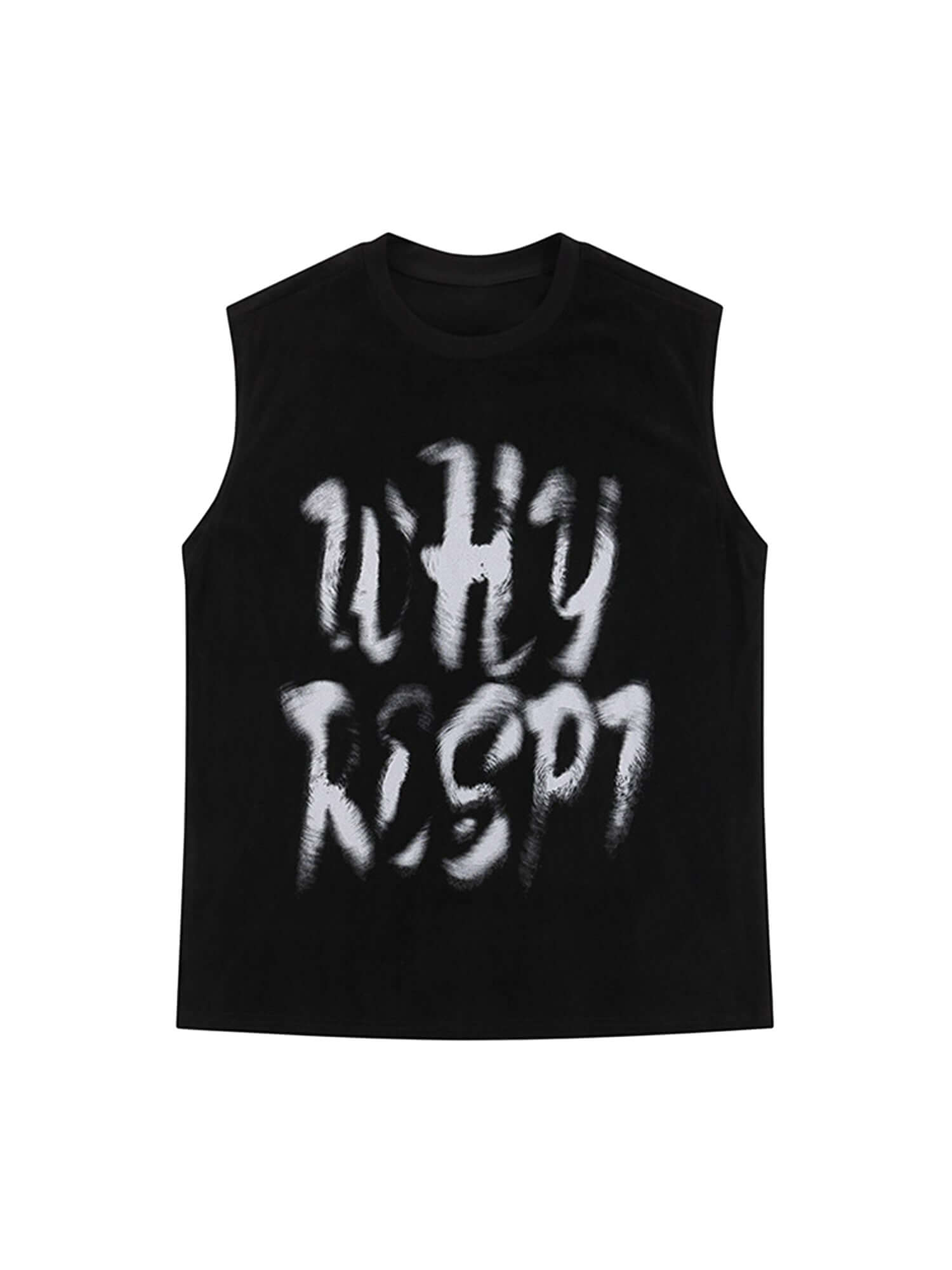 Retro Hip Hop Abstract Letter Print Vests Street Style - 6012