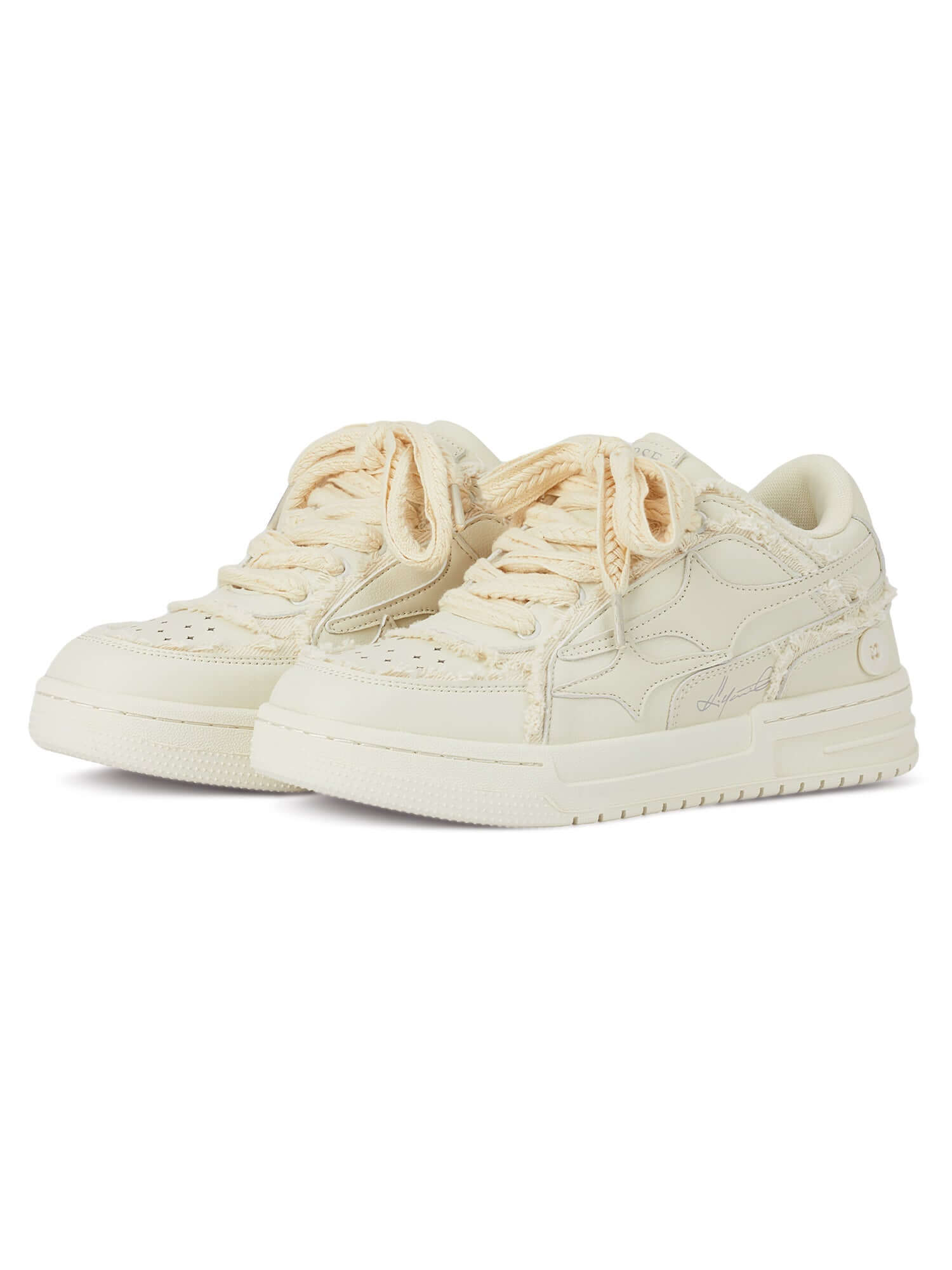 Casual White Board Shoes Leather Chunky Sole Street Style - 11003