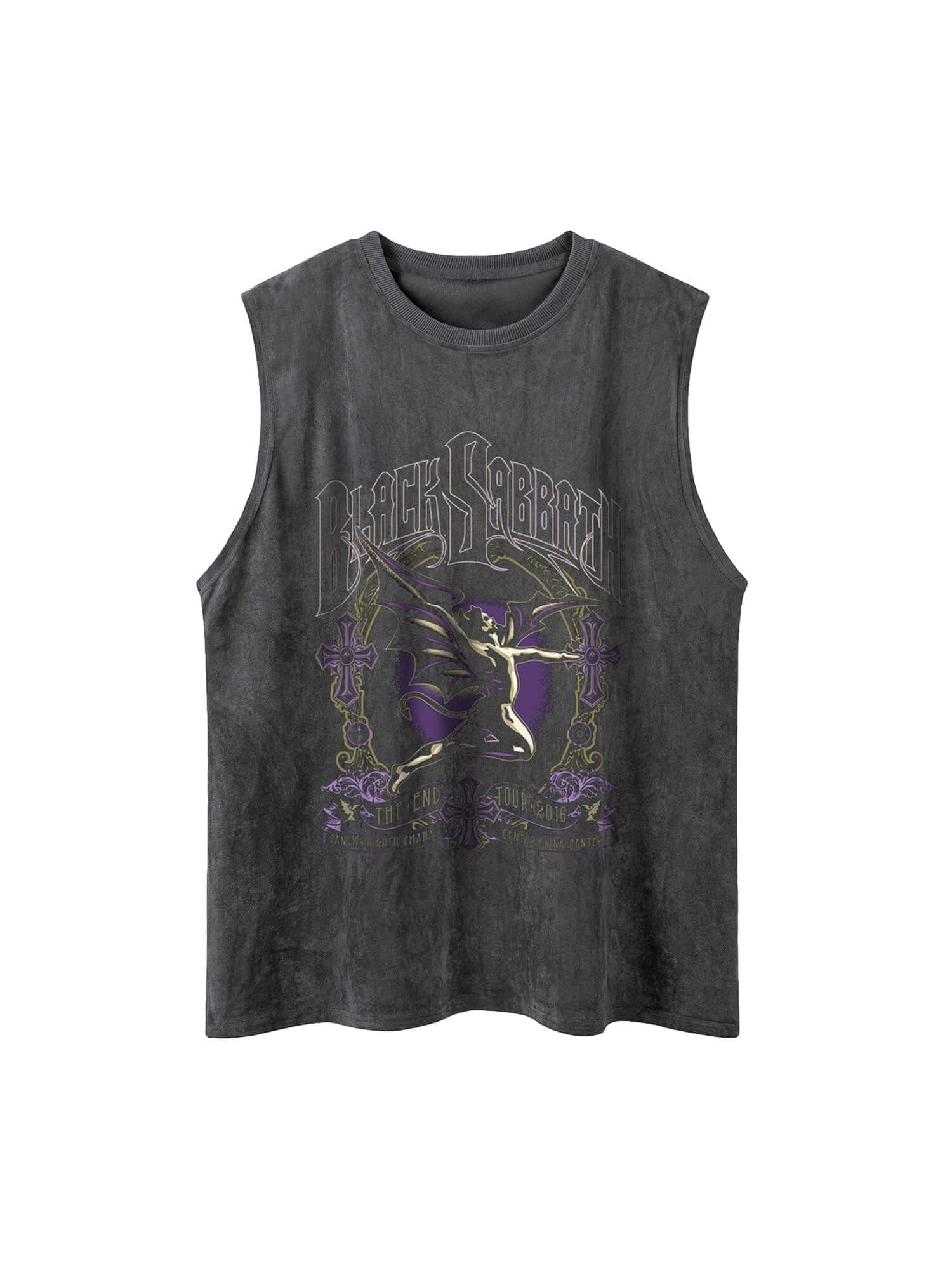 Printed Crew Neck Casual Vest Relaxed Streetwear Style - 6010