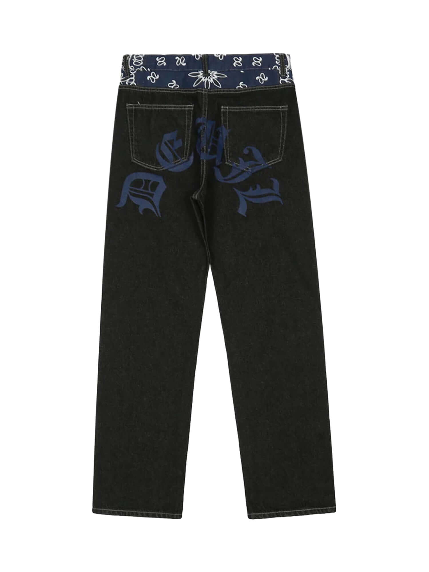 Petal Letter Straight Jeans Fleece Comfort Streetwear - 10609 - Xokool ®
