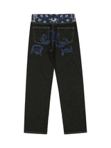 Petal Letter Straight Jeans Fleece Comfort Streetwear - 10609 - Xokool ®
