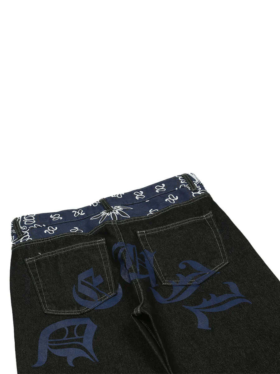 Petal Letter Straight Jeans Fleece Comfort Streetwear - 10609 - Xokool ®