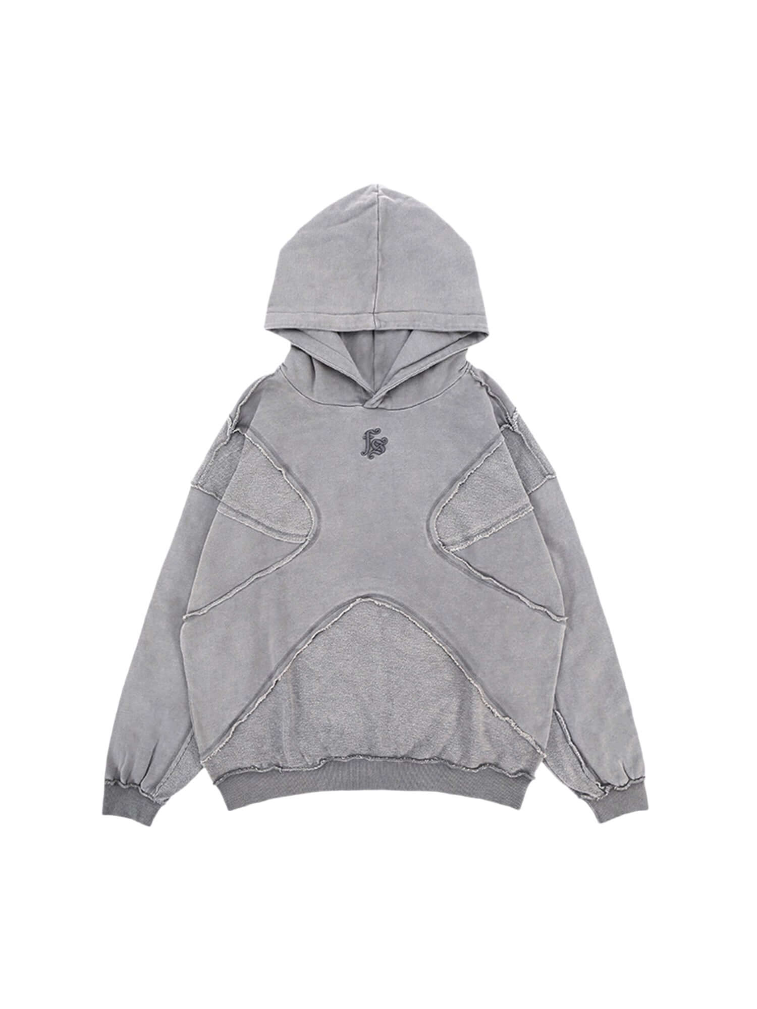 Washed Splicing Hoodie Oversized Toggle Streetwear Style - 3006