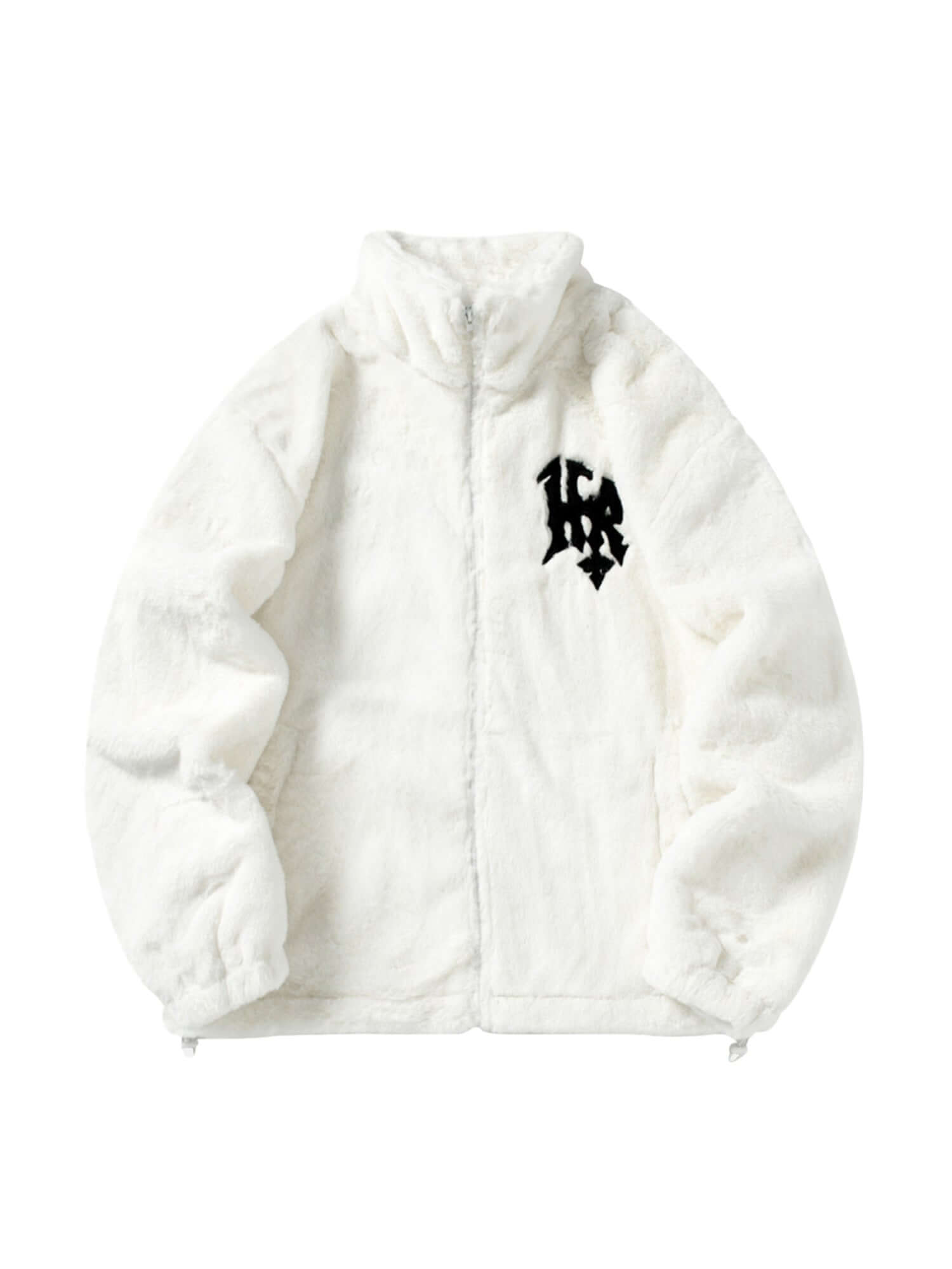 Hip Hop Letter Stand Collar Fur Jacket Sporty Street Style - 10307