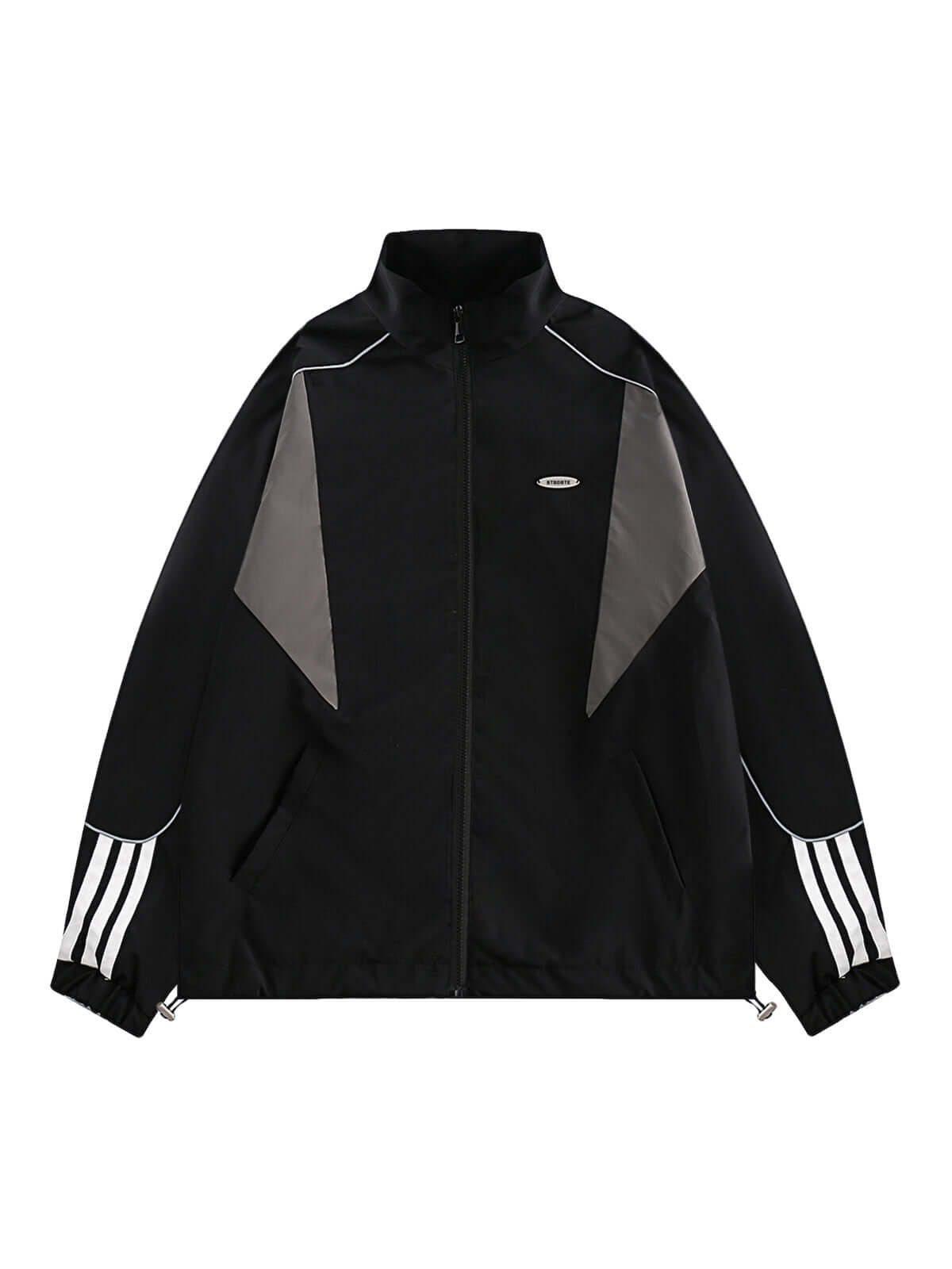 Contrast Color Patchwork Track Jacket Reflective Street Style - 10506