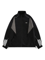 Contrast Color Patchwork Track Jacket Reflective Street Style - 10506