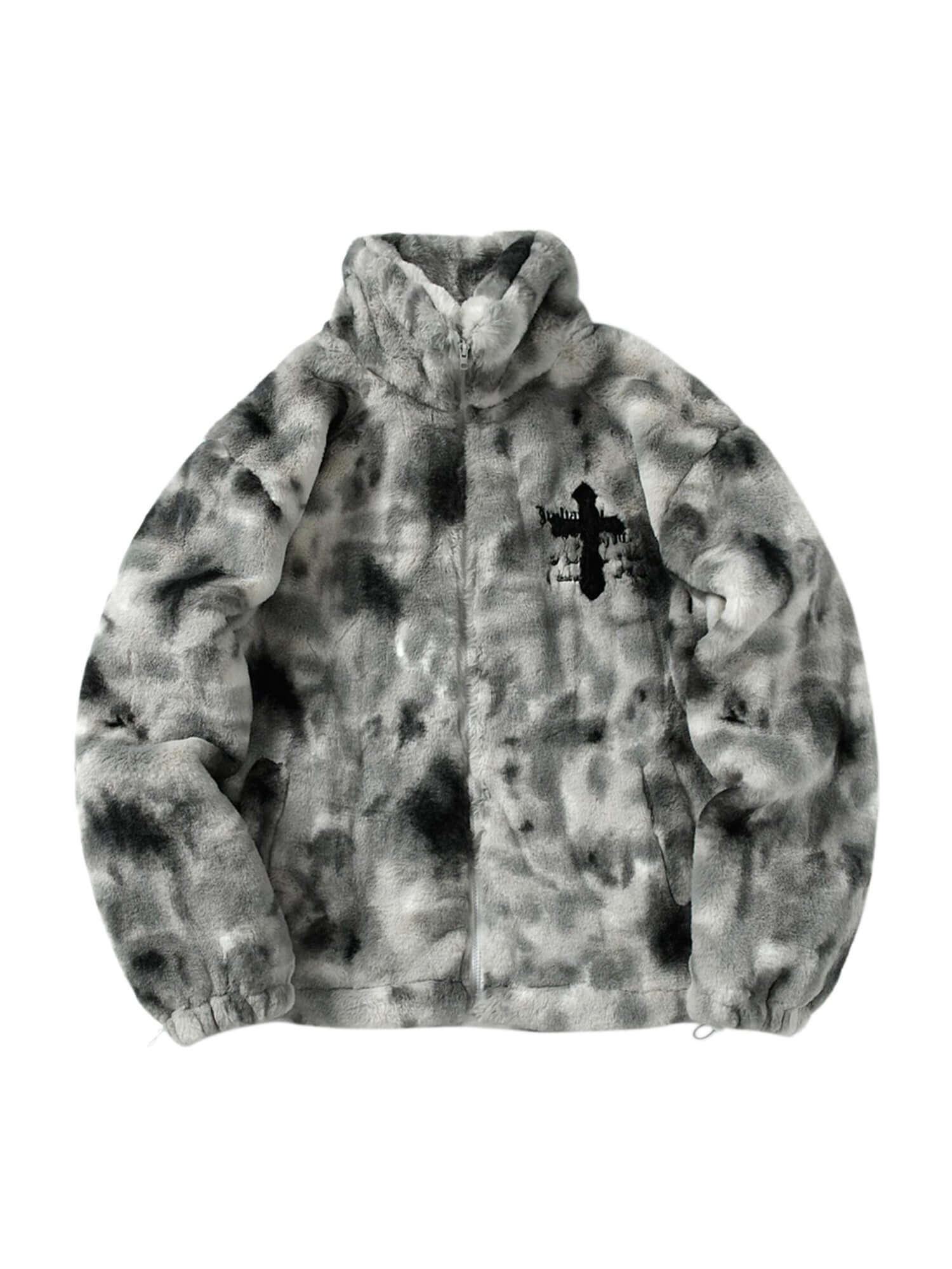 Heavy Duty Faux Lambswool Tie Dye Urban Jacket Streetwear - 10302