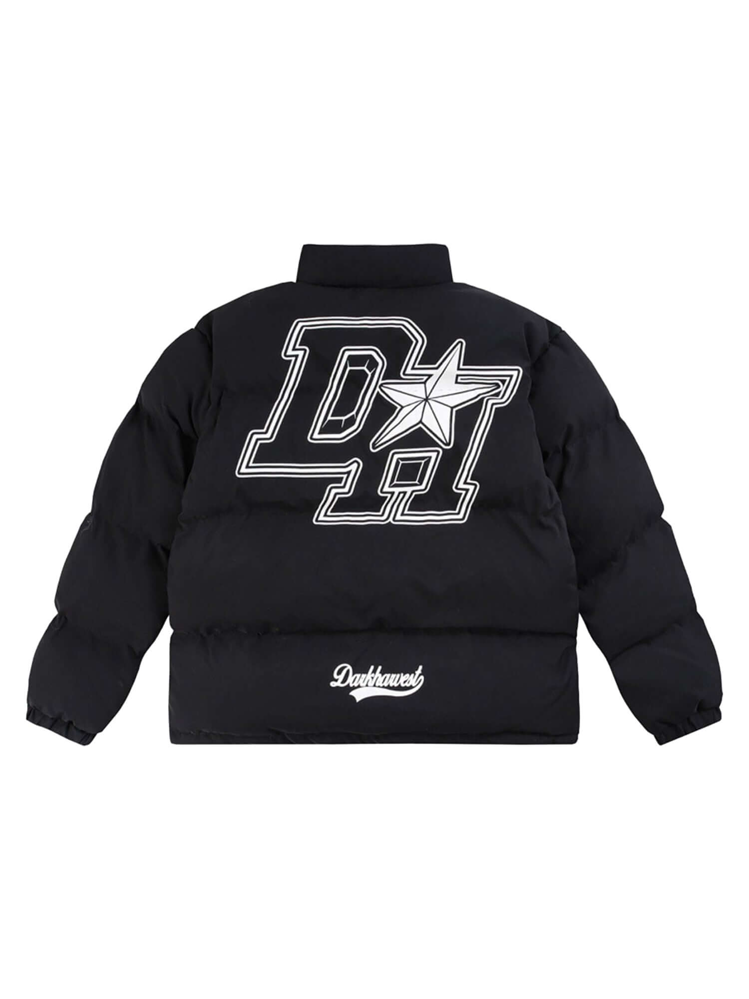 Retro Letter Print Down Jacket Reflective Urban Winter Style - 10304